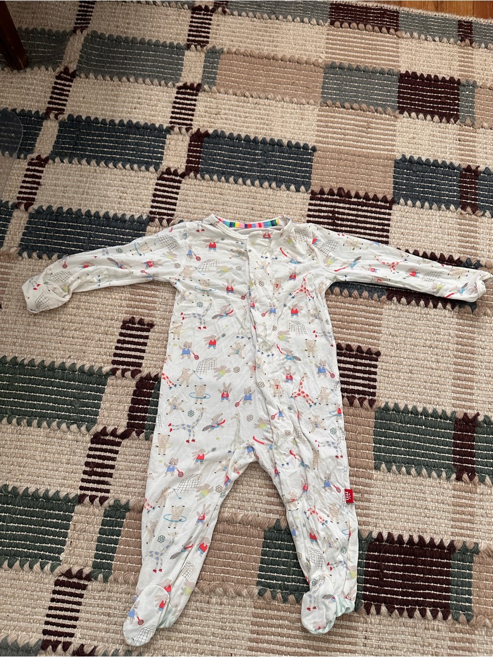 Magnetic Me White Footed One-Piece with Multicolor Animal Print